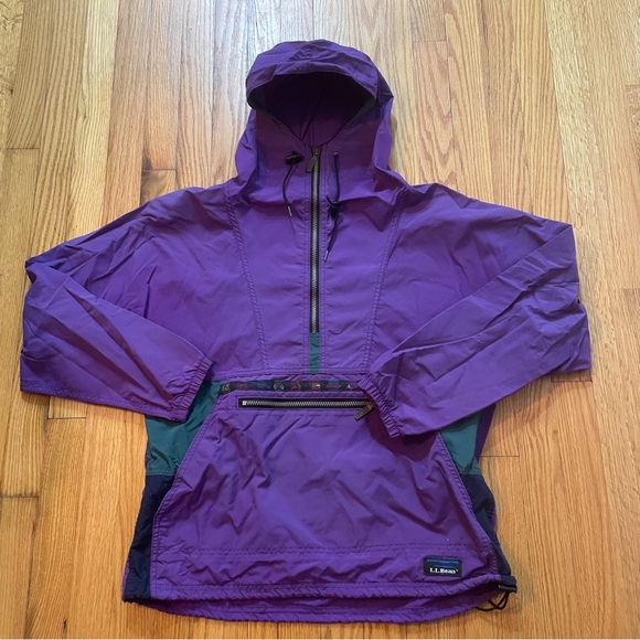 VINTAGE LL BEAN ANORACK HOODED RAIN Jacket Coat PULLOVER Women Sz MEDIUM PURPLE - Picture 1 of 6